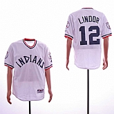 Indians 12 Francisco Lindor White Throwback Jersey Sguo,baseball caps,new era cap wholesale,wholesale hats